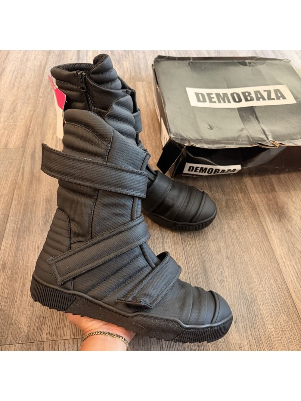 DEMOBAZA Leather Black Mens Moon Rover Boots EU 45